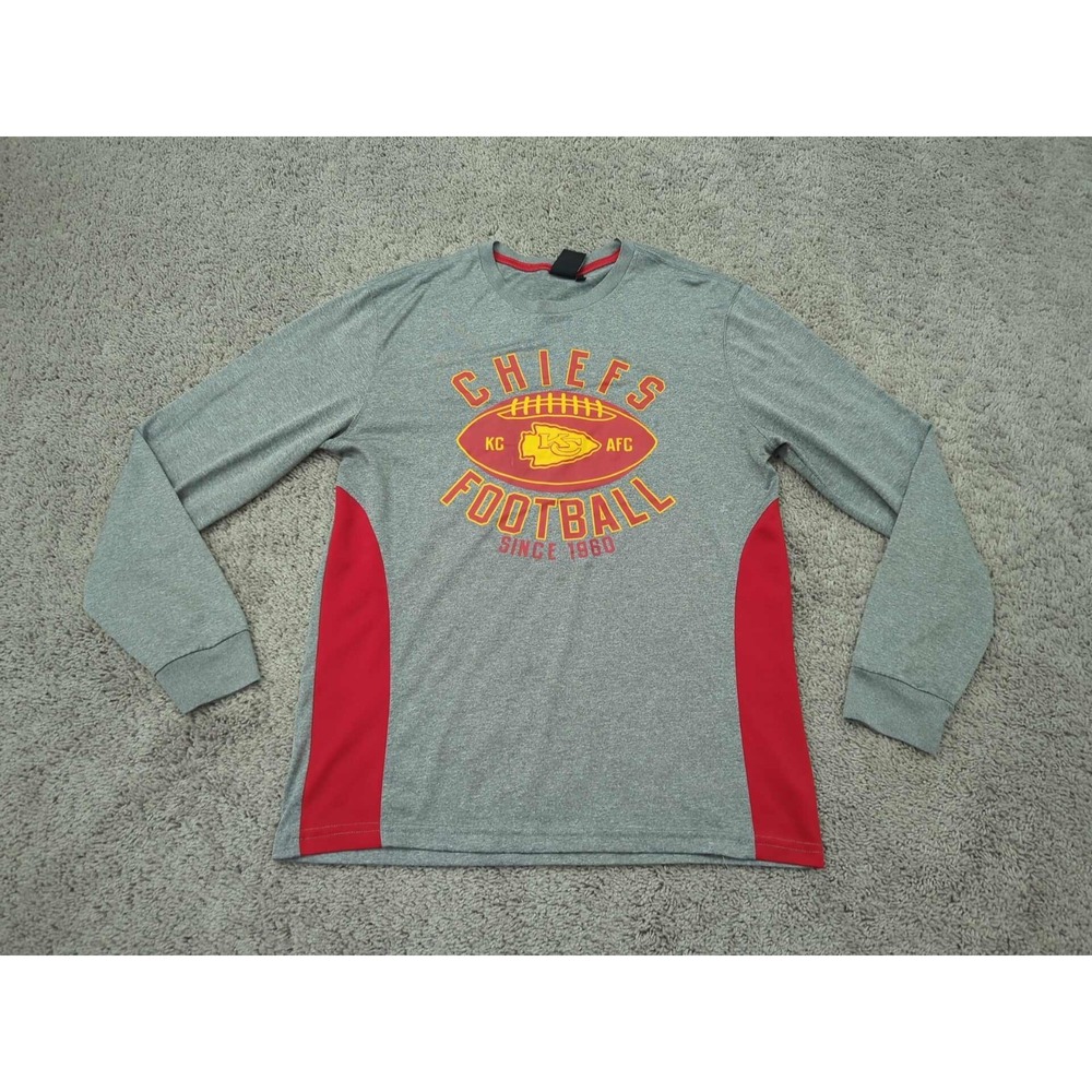 Kansas City Chiefs T Shirt Mens M Long Sleeve NFL Team‎ Apparel Gray
